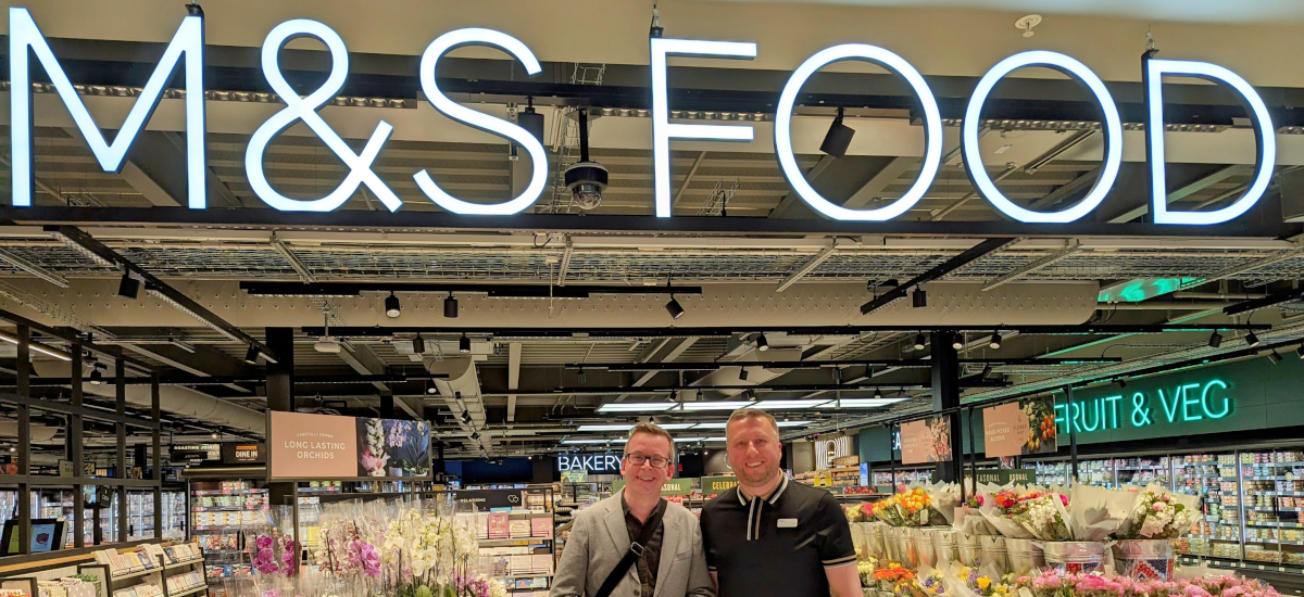 Graham with store manager Rob at Washington M&S